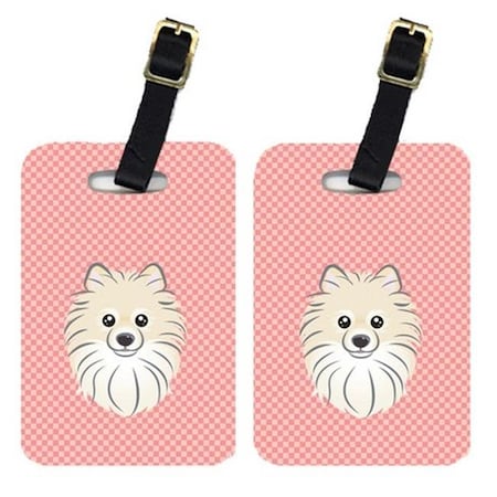 Carolines Treasures Carolines Treasures BB1207BT Pair Of Checkerboard Pink Pomeranian Luggage Tags BB1207BT